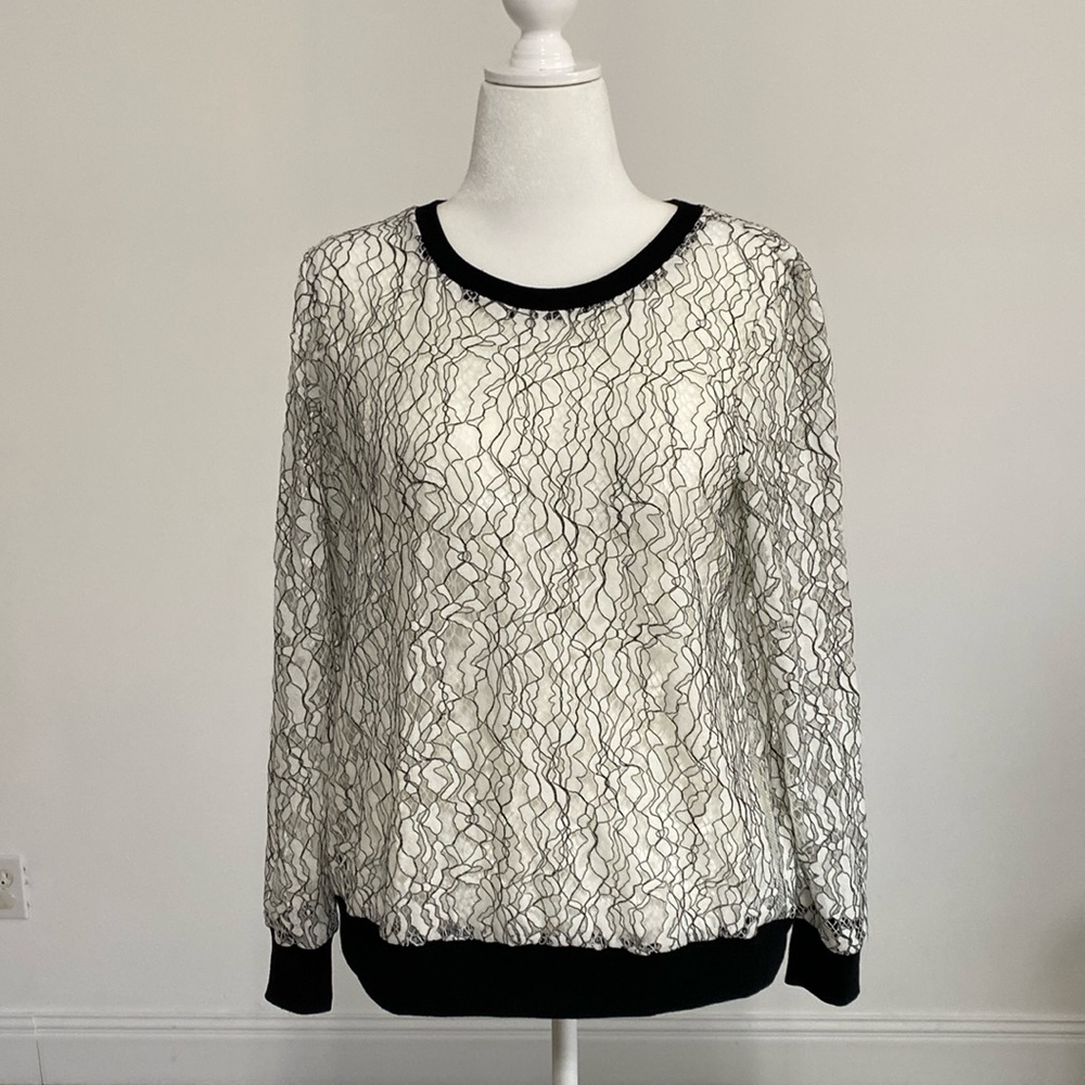 NWOT Mod/X Black and White Lace Pullover Top